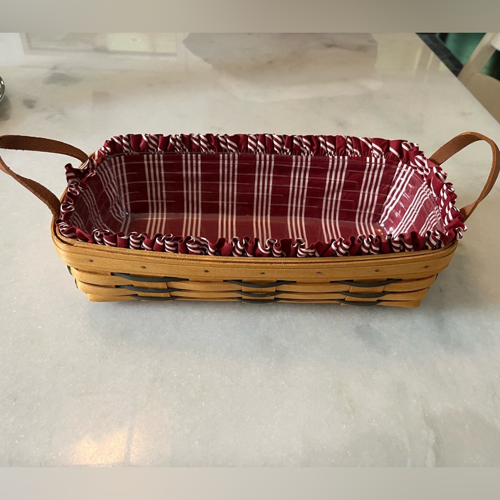 Longaberger Bread Basket 1999 – Leather Handles + Liner & Protector